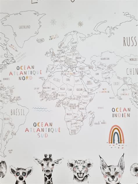 Large World Map Wall Art for Kids Custom World Map Kids - Etsy