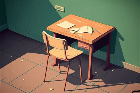 Empty classroom desk stock illustration. Illustration of empty - 272512507