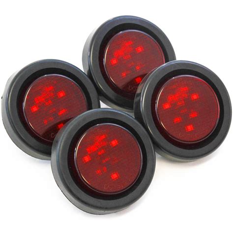 (4) Red LED 2 Inches Round Side Marker Light Kits with Grommet Truck Trailer RV - Walmart.com