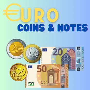 Euro money Coins and Notes Realistic Clip Art by Speech Perfect | TPT