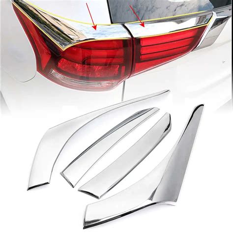 NEW 4pcs Chrome Rear Tail Light Lamp Cover Trim For Mitsubishi Outlander 2016 2017-in Lamp Hoods ...