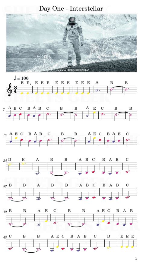 Day One - Interstellar Main Theme | Easy Sheet Music