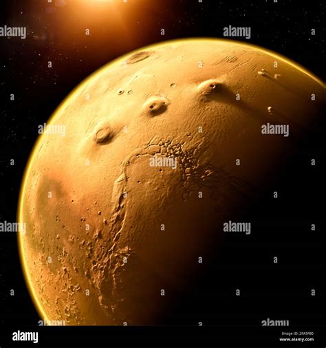 Satellite view of Mars, details and particulars of the Martian surface ...