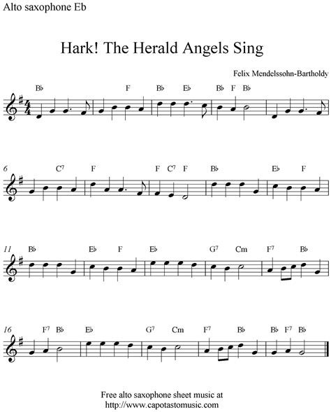 Easy Sheet Music For Beginners: Hark! The Herald Angels Sing, free ...