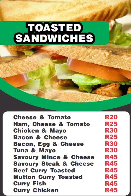 Toasted Sandwiches | Our Cakes | , Hennopspark, , Centurion | Kelly`s Indian Meals