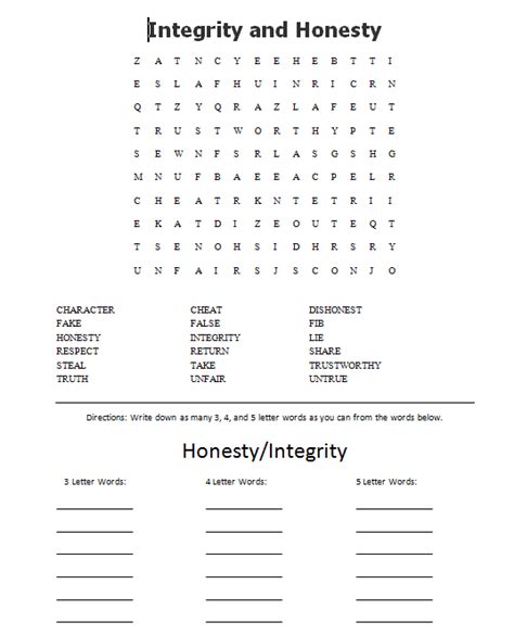 Honesty Worksheets For Children