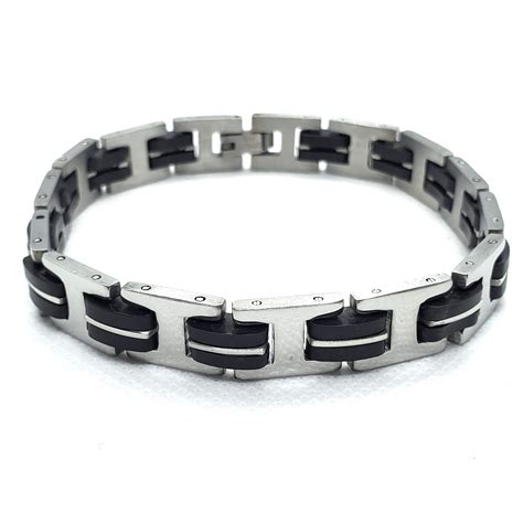 Stainless Steel Silver & Black Bracelet | NFP Grounding