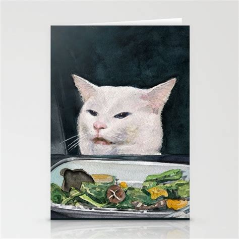 Woman Yelling at Cat Meme-4 Stationery Cards by fablica | Society6