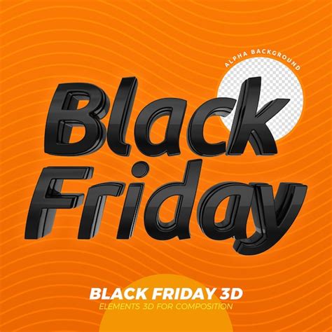 Premium PSD | 3d black friday logo render design isolated