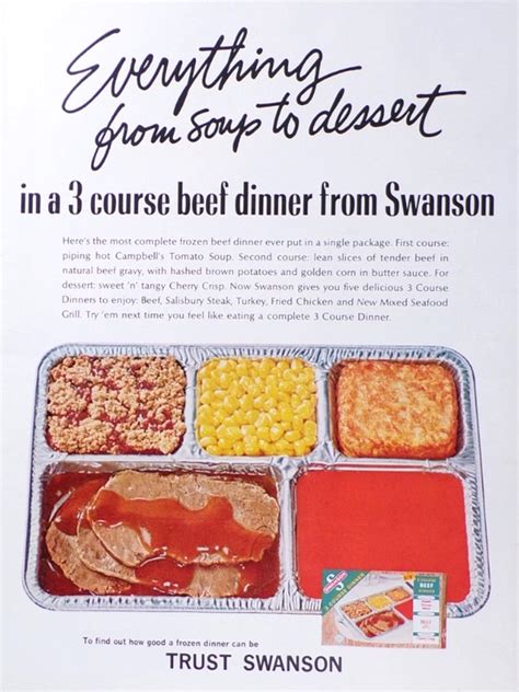 1966 Swanson TV Dinner Retro Print Ad, Vintage Magazine Ads