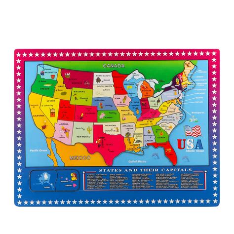 Buy JoqutoysWooden USA Puzzle, 46 Pieces US Puzzle for Kids, Educational Geography Puzzles ...