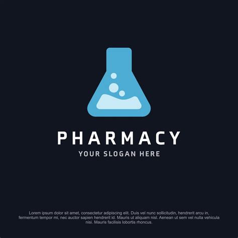 Pharmacy logo design with typography and dark background vector ...