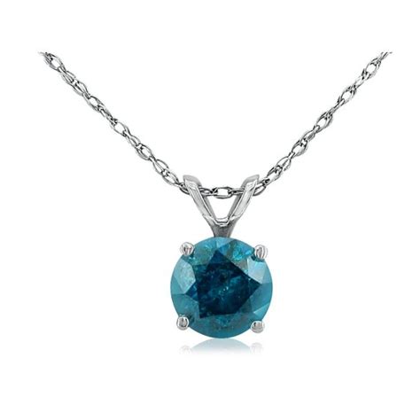 1/4ct Blue Diamond Pendant In 14k White Gold | Kaydel