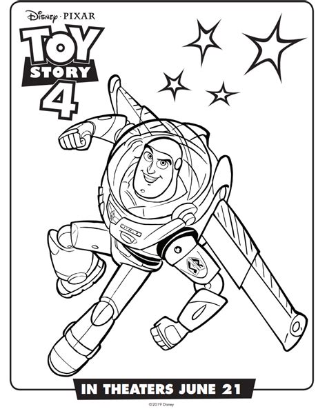 Buzz Lightyear Toy Story 4 Coloring Page - Free Printable Coloring ...