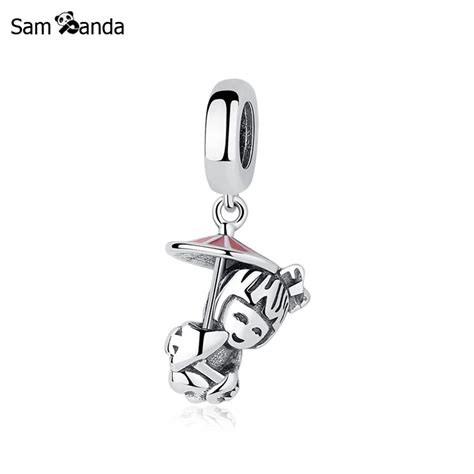 New Authentic 100% 925 Sterling Silver Bead Charm Japanese Girl Pendant Charms Travel Fit ...