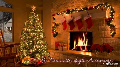 Christmas Scene - Christmas Fireplace - Christmas Tree & Snowfall animated gif