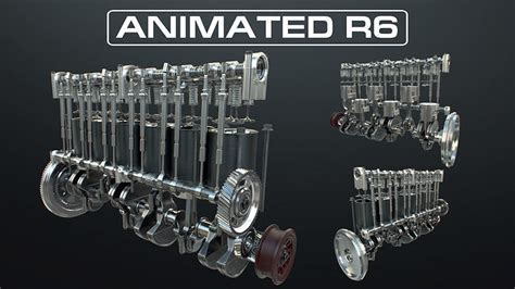 INLINE 6 Engine Working Animated 3D model animated rigged | CGTrader