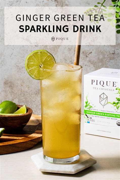 Ginger Green Tea Sparkling Drink for Immune & Gut Support | PIQUE