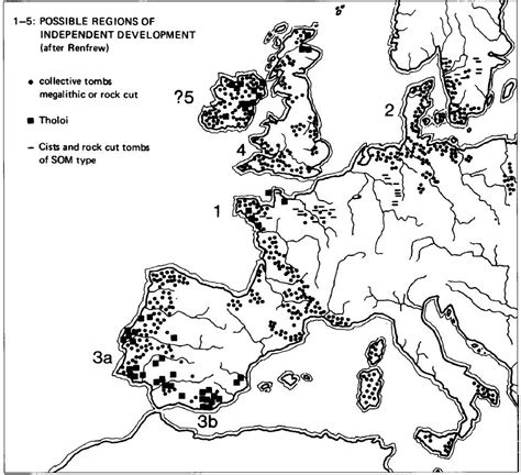 Map of the Megaliths in Europe - 1 - 5 : Possible regions of independent development – Carte des ...