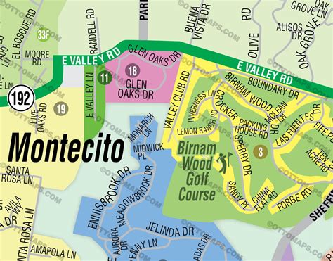 Montecito Map with Summerland and Eucalyptus Hills - Santa Barbara Cou – Otto Maps