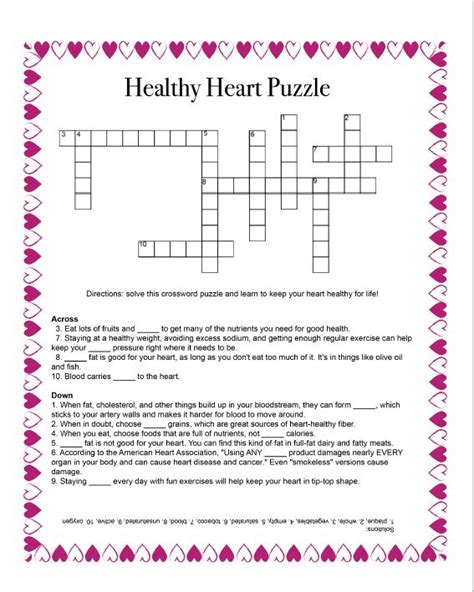 Heart Healthy Crossword- Try it Out! – Healthy Living