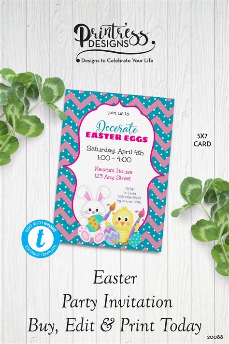 Decorate Easter Egg Party Invitation Spring Invite Church | Etsy