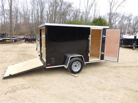 Lark 5' x 10' V-Nose Black Enclosed Trailer w/ Ramp and Side Door | New enclosed cargo utility ...