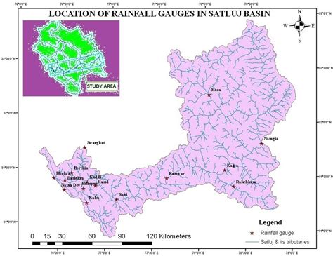 Location of rainfall gauge stations in Satluj River Basin. | Download ...