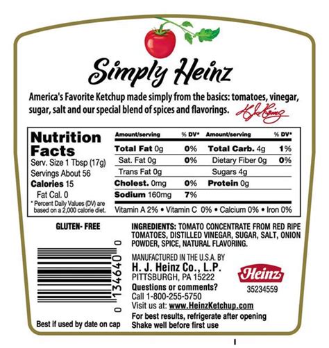 Nutrition Facts Heinz Ketchup – Blog Dandk