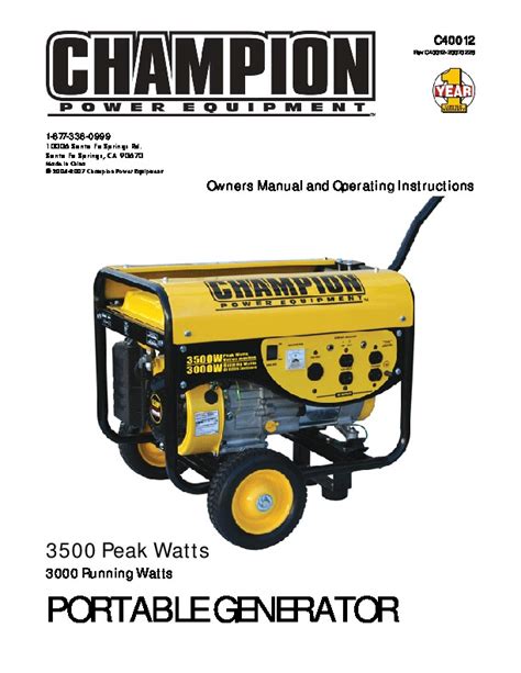 Champion 3000 3500 Generator Owners Manual