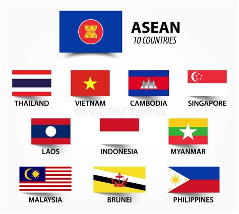 Flag of ASEAN Association of Southeast Asian Nations and Membership . Stock Vector ...