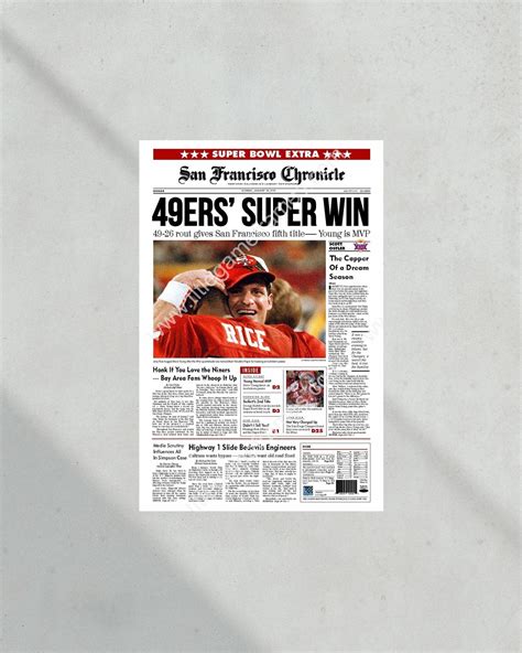 1995 San Francisco 49ers Super Bowl Champions Framed Front Page Newspa ...