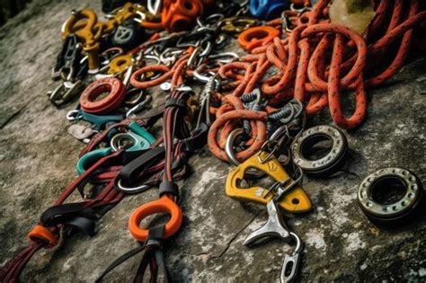 Premium AI Image | rock climbing tools and equipment professional advertising photography