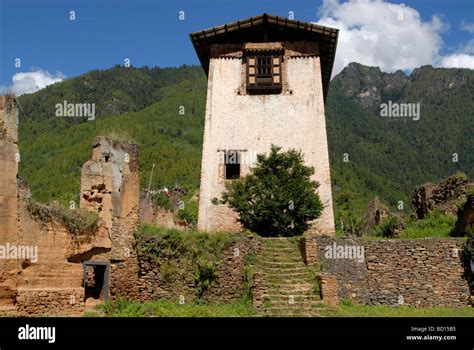 Central Tower of Drukgyel Dzong, Paro Valley, Bhutan Stock Photo - Alamy