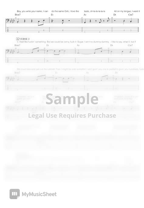 Doja Cat - Kiss Me More (Bass) by Sweet Bass Tab + 1staff Sheet