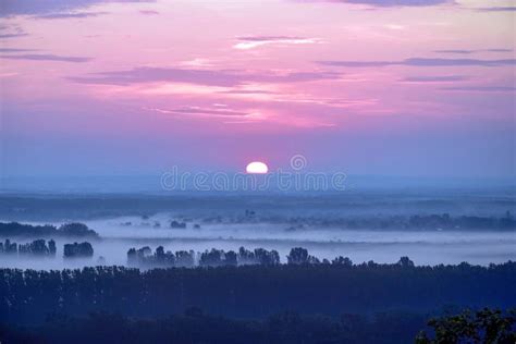 Early Morning. Morning Landscape in Pink and Blue. Sunrise Over a ...