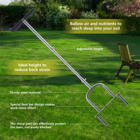 Buy BARAYSTUS Height Adjustable Manual Lawn Aerator Coring Aerator Hand Core Aerating Tool Heavy ...