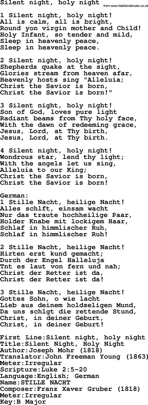 Presbyterian Hymn: Silent Night, Holy Night - lyrics, and PDF