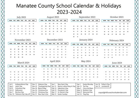 Manatee County School Calendar & Holidays 2023-2024