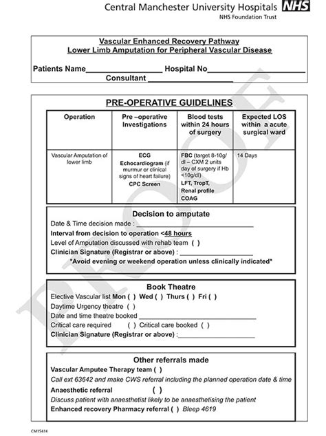 Post operative enhanced recovery pathway: lower limb amputation – SVN