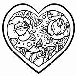 Roses In Heart coloring Page  Download Print Or Color Online For Free sketch template
