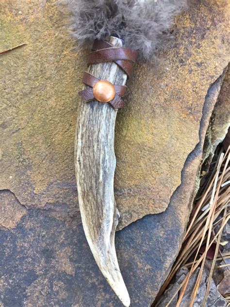 Ceremonial Smudge Fan with Mule Deer Antler Handle and Tail Feathers of ...