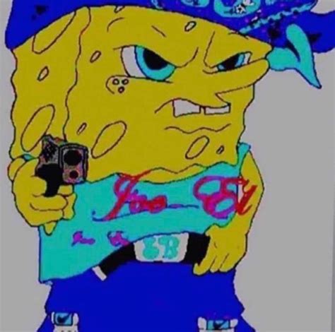 Spongebob as a poorly drawn crip : r/CartoonGangsters