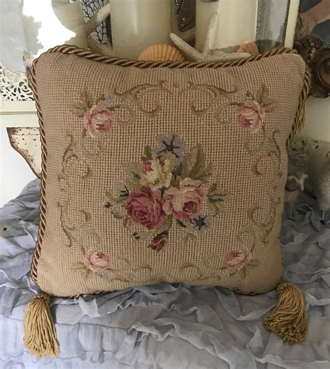 Gorgeous embroidered Victorian pillow perfect shape 11” by 11” paid 100 for original. Has 4 ...