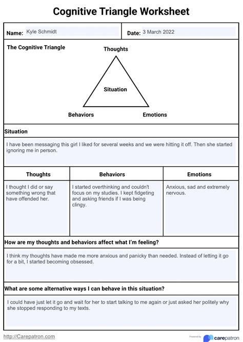 Cognitive Triangle Worksheets & Example | Free PDF Download