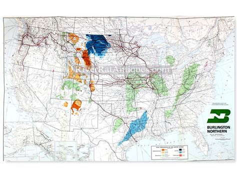 1978 Burlington Northern Railroad Coal Resource Map, Railroad ...