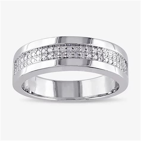 Mens 1/10 CT. T.W. Diamond Wedding Band-JCPenney, Color: White