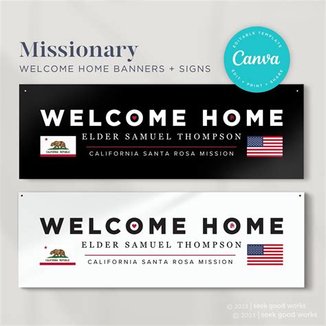 Editable Missionary Welcome Home Banner With Flags Welcome Home Sign ...