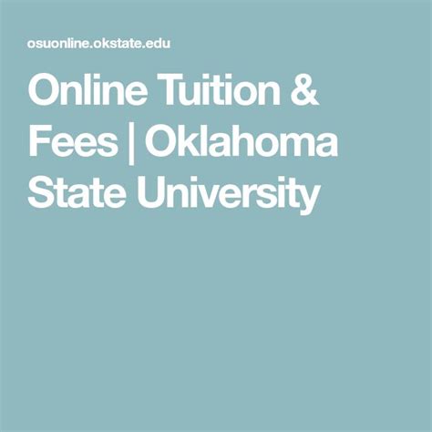 Online Tuition & Fees | Oklahoma State University | Tuition, Tuition fees, Oklahoma state university