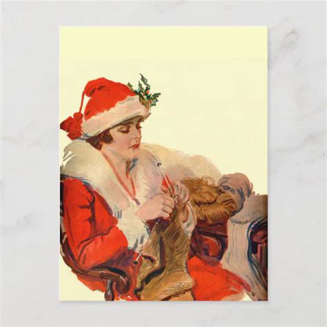 Knitting for Christmas Holiday Postcard | Zazzle